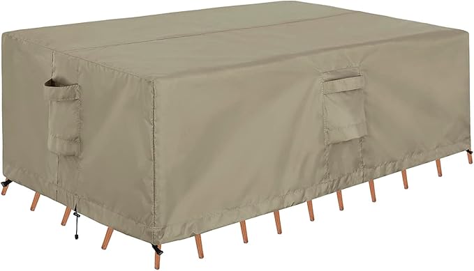 OutdoorLines Outdoor Waterproof Patio Table Furniture Set Covers - Square Couch Sectional Cover Outside Weatherproof Patio Furniture Covering for Deck, Lawn and Backyard 74" L x 74" W x 28" H, Camel