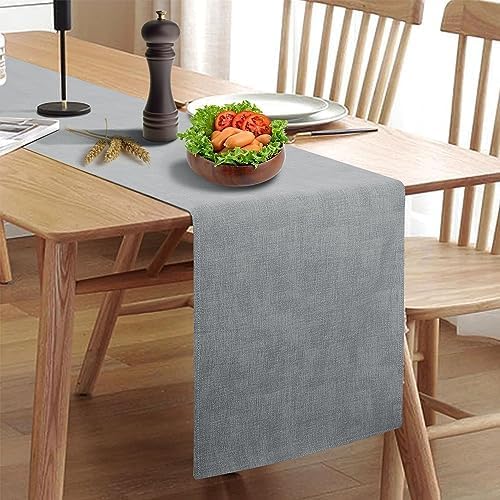 Wipeable Table Runner, Thick Farmhouse Dresser Runner, Rustic for Kitchen, Bedroom, Living Room, Indoor and Outdoor (72'', Grey)