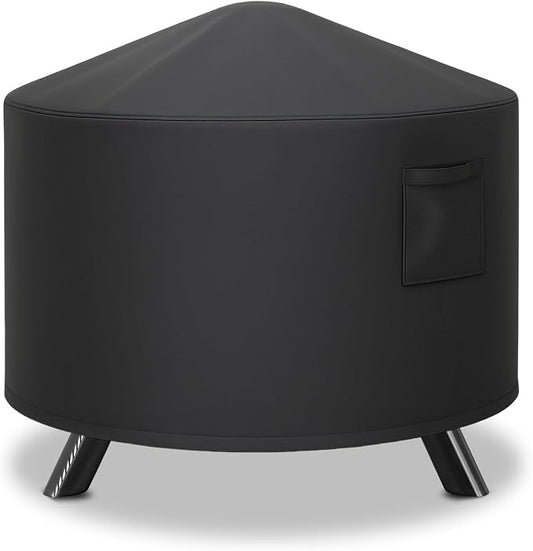 Fire Pit Cover Round, Heavy Duty Waterproof Patio Fire Bowl Cover, Outdoor Firepit Cover with Drawstring and Air Vents for Fire Pit 36-40 Inches