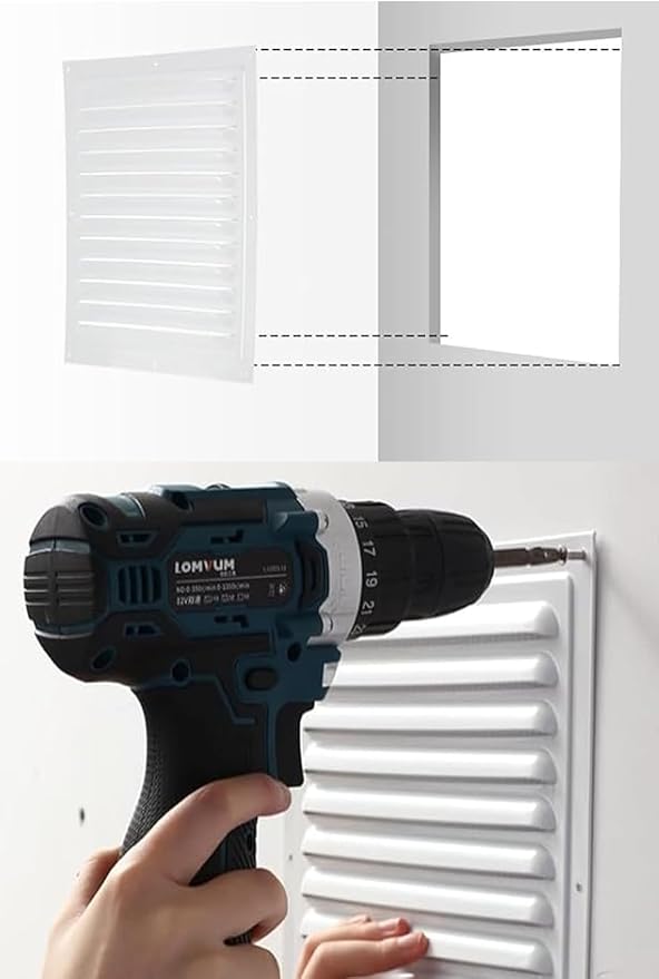 2pcs Attic Vent Soffit Vent Aluminum Wall Vent Metal Shed Vent Square Vent Louver Vent Grille with Built-in Insect Screen for Exterior Door House Attic Garage Ceiling (White 12" x 8"-2 Pack)