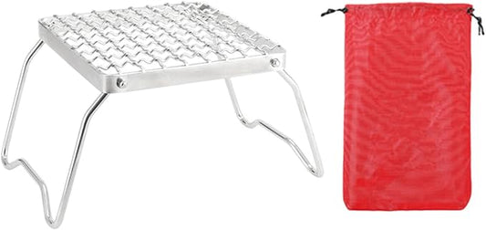 Mini Camp Grill Folding Campfire Grill Sturdy Portable with Foldable Legs Rack Cooking Grate for Hiking BBQ Outdoor