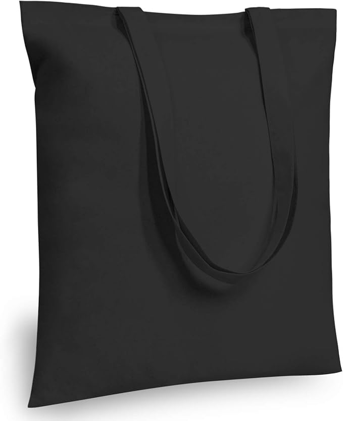 TOPDesign 6-Pack Economical 16"x15" Black Cotton Tote Bag, Lightweight Medium Reusable Grocery Shopping Cloth Bags, Suitable for DIY, Advertising, Promotion, Gift, Activity