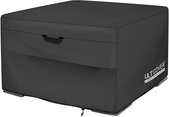 ULTCOVER Patio Fire Pit Table Cover Square 36 inch Outdoor Waterproof Fire Bowl Cover, Black