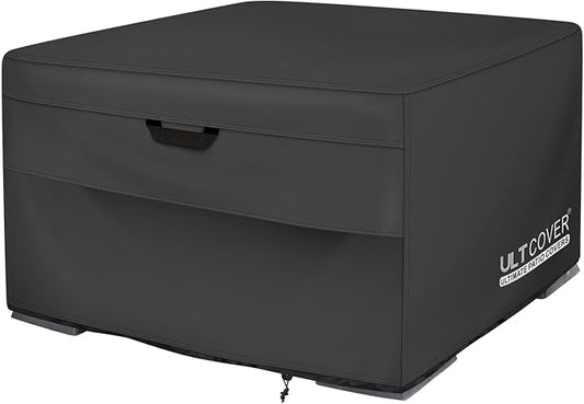 ULTCOVER Patio Fire Pit Table Cover Square 50 inch Outdoor Waterproof Fire Bowl Cover, Black