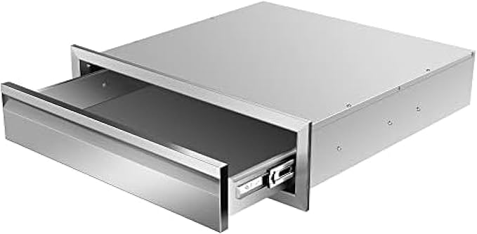 Flush Mount Stainless Steel Double Drawers with Recessed Handles for Outdoor Kitchens Or BBQ Island,-24W X 6.5H X 23D Inch