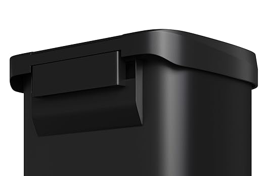 Garvee 16 gal / 60 L Metal Trash Can with Lid, Large Garbage Can for Kitchen, Rustproof Step-on Kitchen Metal Trash Bin with Liner Rim, Rear Handle, Soft Close Plastic Lid, Black