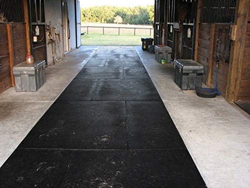 American Heavy Duty Stable/Horse Tiles - Thick, Durable Rubber Flooring - Solid Black 12' x 20' Set - 60 Tiles Total (1/2" Thick)