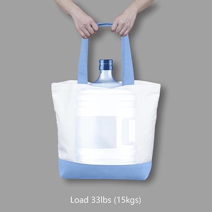 TOPDesign 1-Pack Super Strong Large 12oz Cotton Canvas Tote Bag, Reusable Grocery Shopping Cloth Bag, Fashionable Two-Tone Tote for Crafts, DIY Your Creative Designs