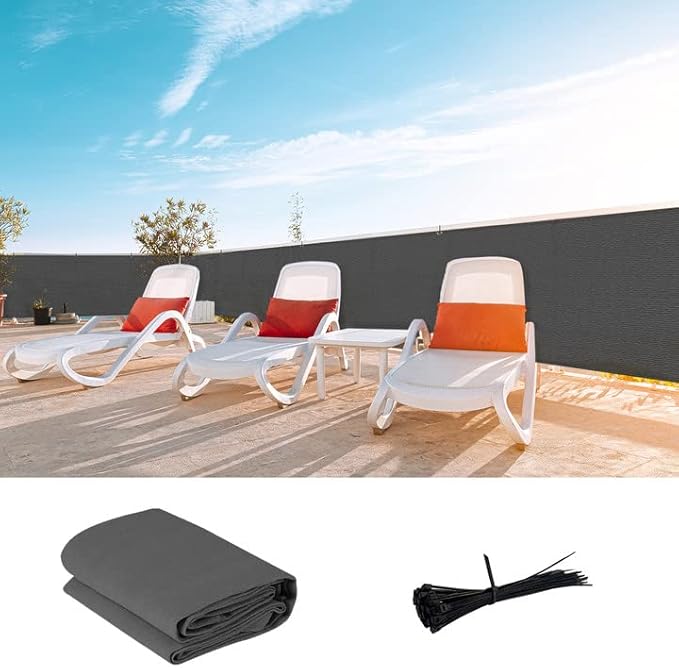LOVE STORY Custom Size 3'x11' Dark Grey Balcony Privacy Screen,UV Block Privacy Fence Screen,90% Shield for Outdoor Pool Garden Apartment Railing