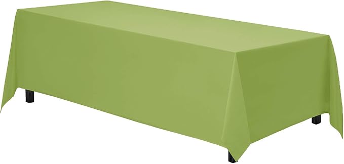 Gee Di Moda Rectangle Tablecloth - 90 x 156 Inch Apple Green Table Cloth for 8 Foot Tables with Floor-Length Drop - Heavy Duty Washable Fabric for Holiday Party, Dinner, Weddings & Baby Shower