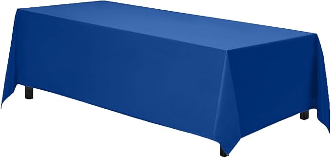 Gee Di Moda Rectangle Tablecloth - 90 x 156 Inch Royal Blue Table Cloth for 8 Foot Tables with Floor-Length Drop - Heavy Duty Washable Fabric for Holiday Party, Dinner, Weddings & Baby Shower