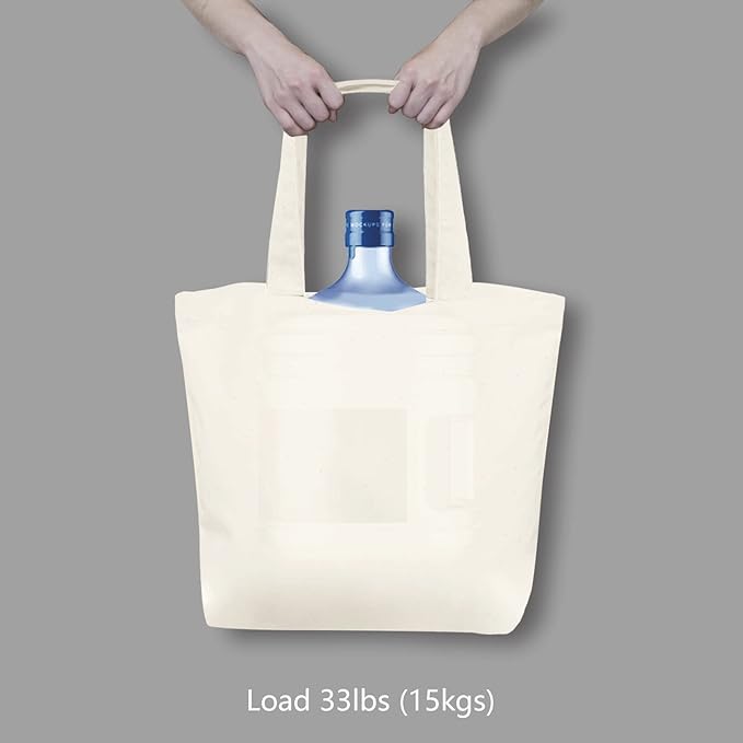 TOPDesign 6-Pack Super Strong Large 12oz Cotton Canvas Tote Bags, Reusable Grocery Shopping Cloth Bags, Fashionable Two-Tone Totes for Crafts, DIY Your Creative Designs