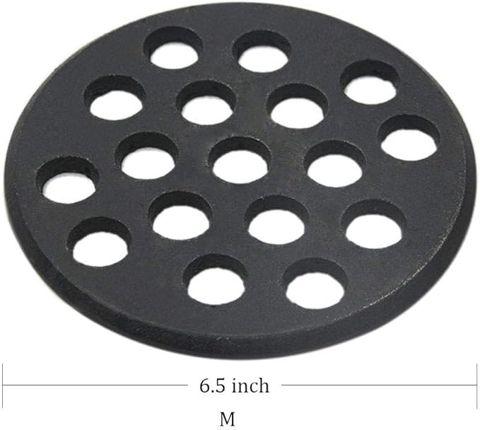 Round cast Iron Bottom fire Grate for Big Green Egg, BBQ high Heat Charcoal Plate fit for S/Mini /Medium Big Green Egg fire Grate Grill Charcoal Replacement Parts Green Egg Accessories-6.5in MFGC