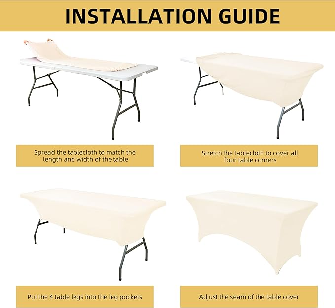 2-Pack 8ft Spandex Table Covers for Rectangle Folding Tables - Washable Elastic Tablecloth - Ultimate Fitted Table Protector for Birthday Parties, Trade Shows, Banquet