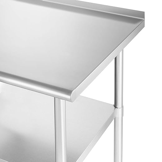 GRIDMANN Stainless Steel Kitchen Prep Table 30 x 24 Inches with Backsplash & Under Shelf, NSF Commercial Work Table for Restaurant and Home