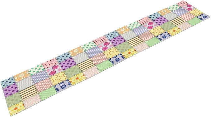 Patchwork Table Runner, Vintage Colorful Floral Plaid Tablecloth Table Runner for Indoors Outdoor Dining Kitchen Home Party 13x108in