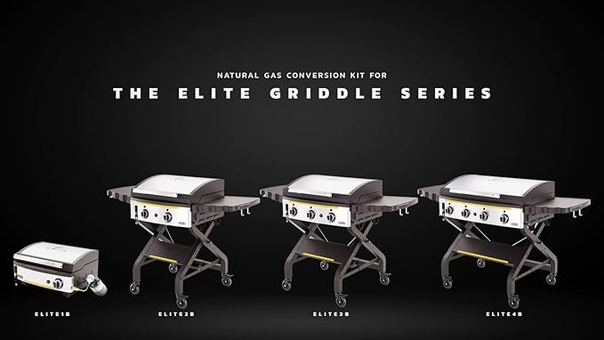 HALO Elite Griddle Natural Gas Conversion Kit (Compatible with 1B, 2B, 3B, 4B Models) | Wrenches, Hose Assembly | 10ft Solid Rubber Hose & Brass Construction | HZ-3001-B