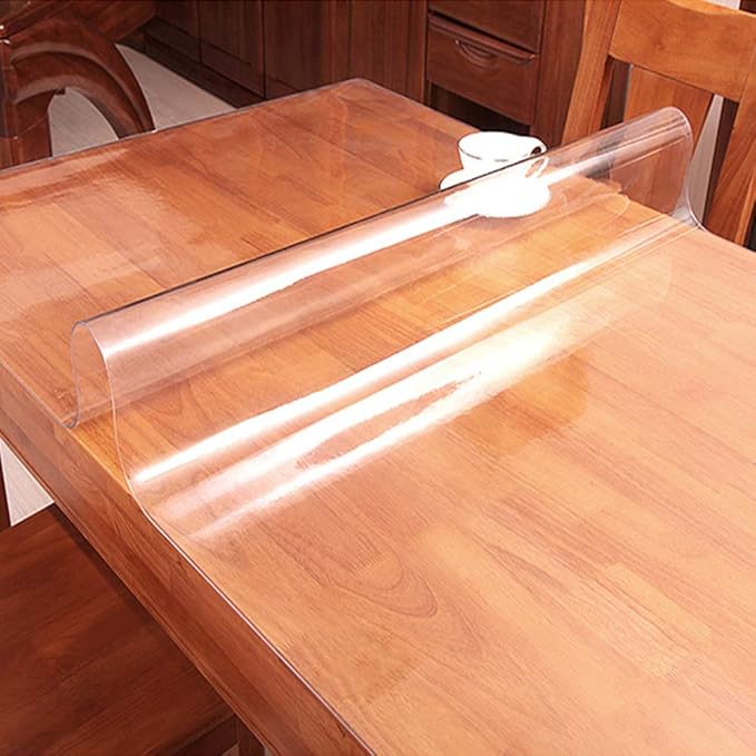 Glass Clear Plastic Table Protector Wooden Furniture PVC Tablecloth Cover Long Vinyl Table Liner Waterproof Wipeable Topper Pad for Granite Countertop Dining Tables Mat Desk Pad Rectangular 30x72 inch