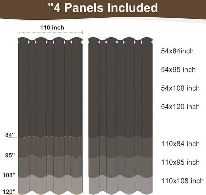 HolidayIdeas Outdoor Curtains for Patio Waterproof 4 Panels 110x84 Inch-Windproof Weatherproof Privacy Wide Cream Curtains-Grommet Top and Tab Bottom Drape for Pergola, Porch, Gazebo, Backyard