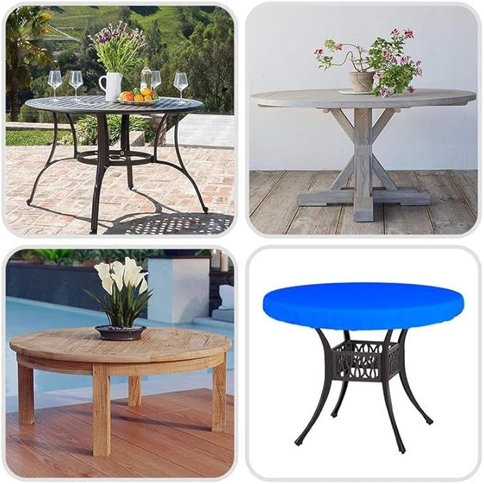 Covers & All Round Table Top Cover, 18 Oz Heavy Duty Waterproof UV & Weather Resistant Patio Table Cover, Outdoor Table Cover for Patio Outdoor Furniture & Coffee Table (60" Diameter x 4" H, Blue)