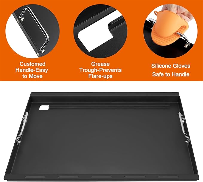 Full Size Griddle Insert for Weber Genesis 300 Series E-310 S-310 E-320 S-320 E-330 S-330 EP-310 EP-320 EP-330 CEP-310 Gas Grills, Flat Top Griddle Replacement for Weber 7524 7528