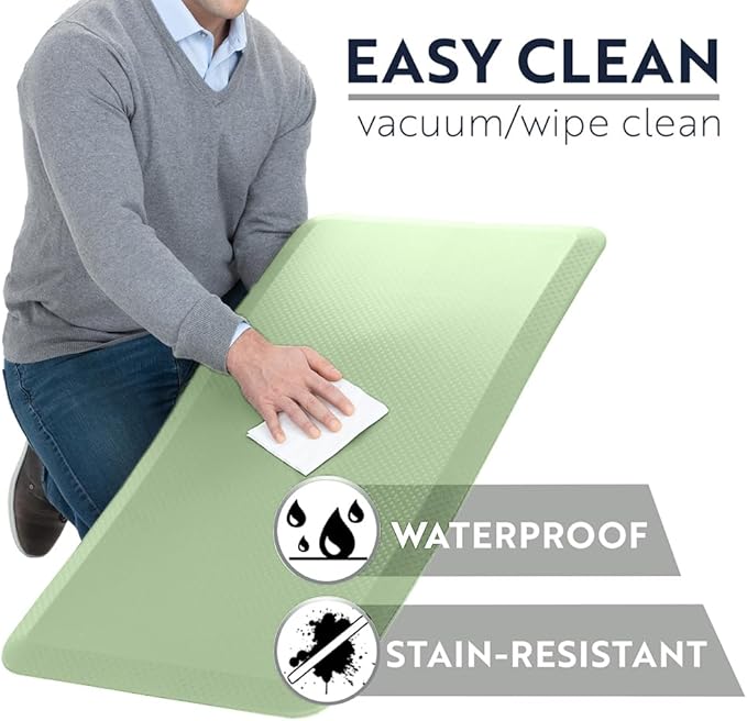 KANGAROO Thick Ergonomic Anti Fatigue Mats for Kitchen Floor, 70x24 Runner, Cushioned Standing Office Desk Mat, Waterproof Scratch Resistant Top, Supportive All Day Comfort Padded Foam Rug, Dark Green