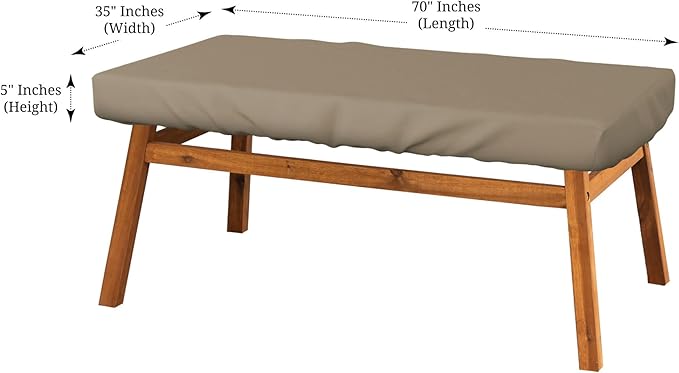 Covers & All Rectangle Table Top Cover, 12 Oz Waterproof UV & Weather Resistant Outdoor Patio Table Cover for Patio Furniture (70" L x 35" W x 5" H, Beige)