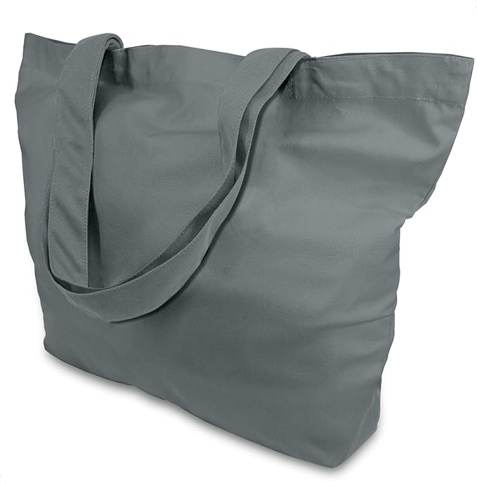 TOPDesign 1-Pack Super Strong Large 12oz Cotton Canvas Tote Bag, Reusable Grocery Shopping Cloth Bag, Fashionable Two-Tone Tote for Crafts, DIY Your Creative Designs