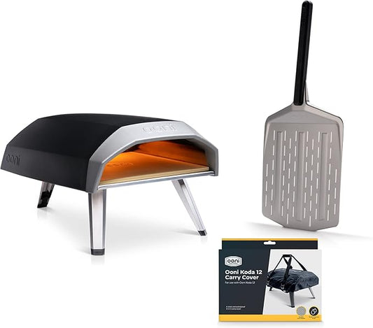 Ooni Koda 12 Portable Gas Pizza Oven - Pro Pizza Oven Bundle - 12" Perforated Pizza Peel and Koda 12 Cover Included