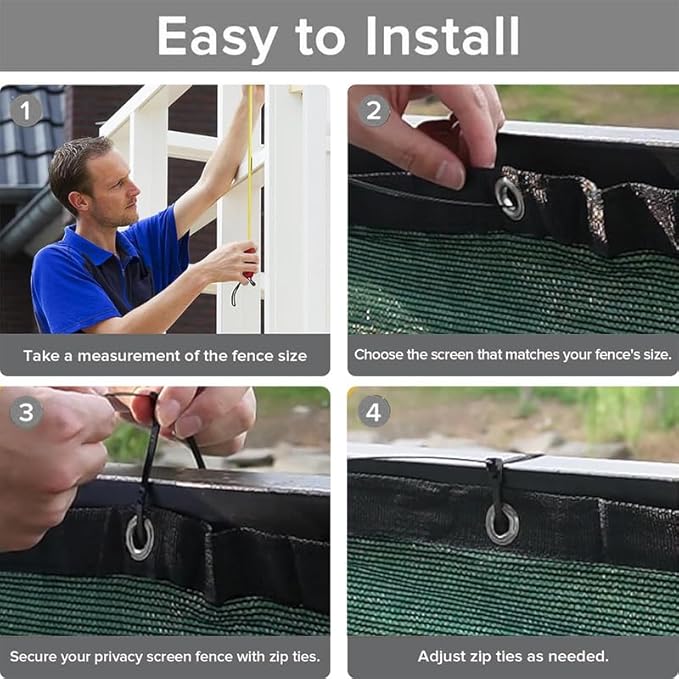 Privacy Fence Screen 3Ft X 126Ft Heavy Duty Outdoor Fencing Panels Windscreen Mesh Fabric Shade Net, 90% Visibility Blocking, Cable Zip Ties Included