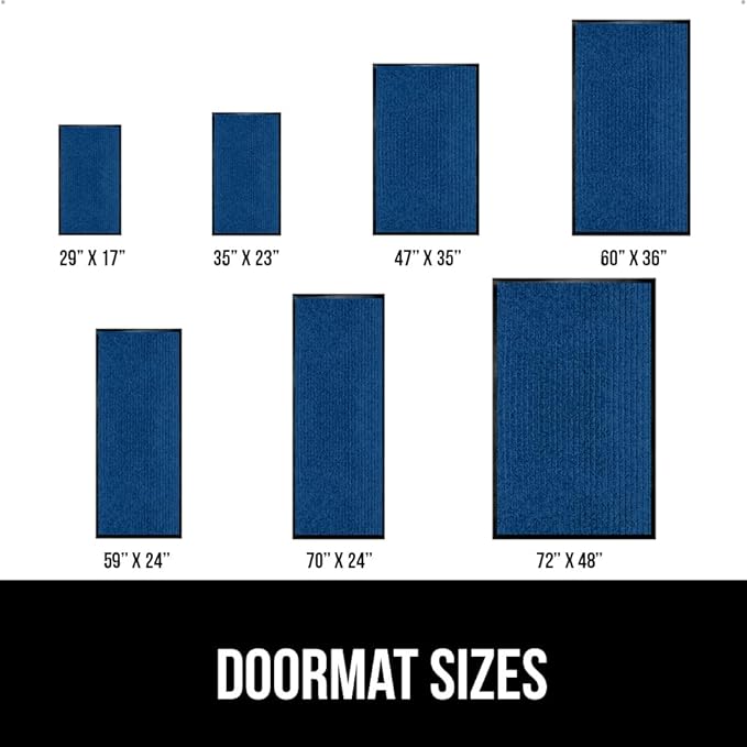 GORILLA GRIP Waterproof Traffic Guard Door Mat, 35x23, Heavy Duty Entryway Mats, Strong Rubber Back Commercial Utility Rugs for Office Hallway, Garage Floor and Home, Low Profile Carpet Runner, Blue