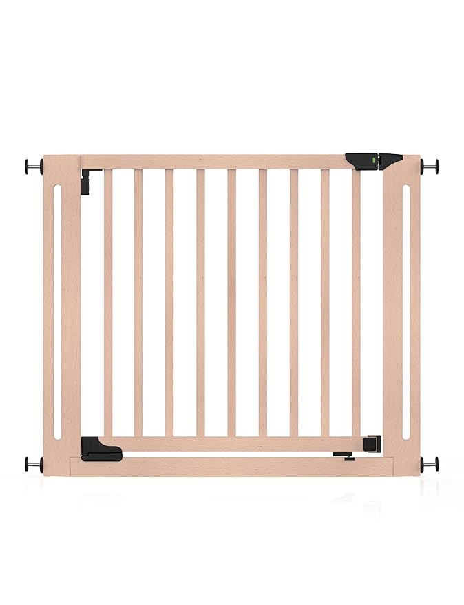 SizeWise™ Wood Pressure Mounted Safety Gate 37.4"-41.34" | Extra-Wide Passage | Auto-Close Two-Way Opening for Doorways and Hallways | Easy Installation | PEFC Certified Beech Wood (28.7" Passage)