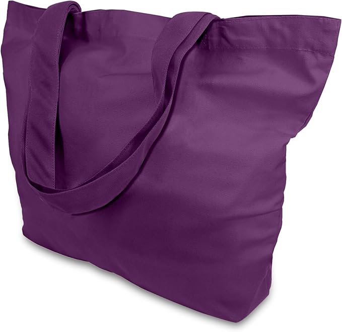 TOPDesign 1-Pack Super Strong Large 12oz Cotton Canvas Tote Bag, Reusable Grocery Shopping Cloth Bag, Fashionable Two-Tone Tote for Crafts, DIY Your Creative Designs