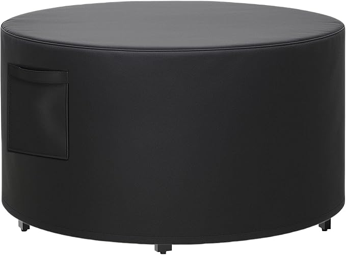 Outdoor Fire Pit Cover, All-Weather Resistance Round 32 Inch Fire Pit Cove for 28-32 inch Patio Fire Pit Table with Grill & Lid, Waterproof Tear & Fade Resistant with Drawstring, Air Vent