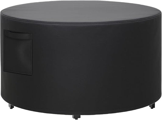 Outdoor Fire Pit Cover, All-Weather Resistance Round 32 Inch Fire Pit Cove for 28-32 inch Patio Fire Pit Table with Grill & Lid, Waterproof Tear & Fade Resistant with Drawstring, Air Vent