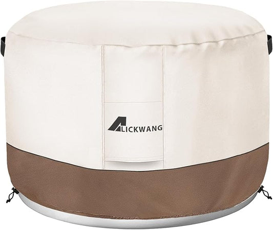 Fire Pit Cover for Solo Stove Bonfire,600D Tear-Resistant Heavy Duty Durable 100% Waterproof 27-29 Inch Smokeless Fire Pit Cover, Patio Weatherproof Gas Fire Pit, Beige 29"x18"