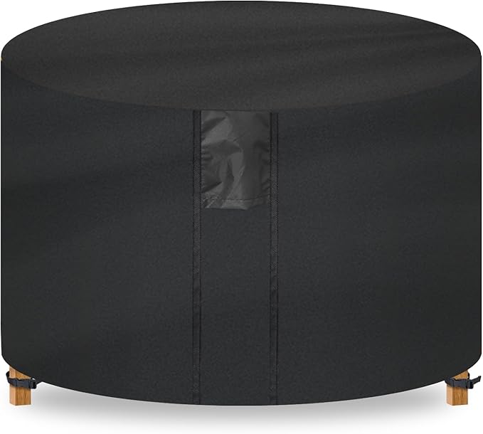 Fire Pit Cover Round- Waterproof Firepit Covers Round (36Dia x 24H inches, Black) Outdoor Fireplace Cover Weatherproof and Non Fading