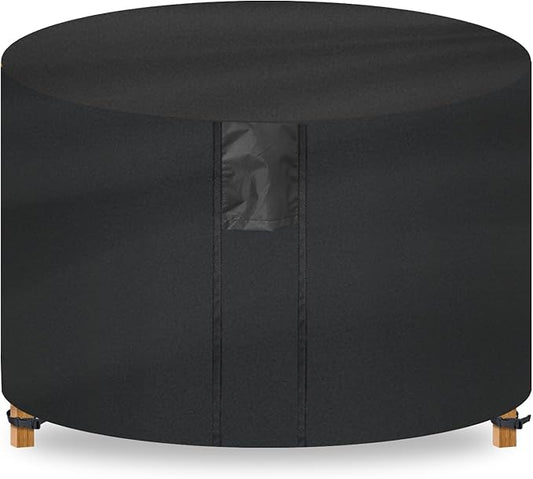 Fire Pit Cover Round- Waterproof Firepit Covers Round (36Dia x 24H inches, Black) Outdoor Fireplace Cover Weatherproof and Non Fading