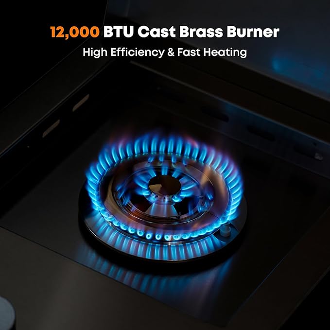 Stanbroil Built-in Stainless Steel Side Burner for Outdoor Kitchen - Natural Gas Only
