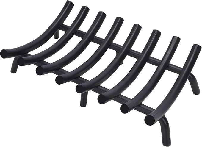 Fire Pit Grate - Fireplace Grate 20 Inch Heavy Duty Firewood Stove Log Holder Rack Solid Round Steel 3/4" Wrought Cast Iron Indoor Outdoor Camping Chimney Hearth Wood Burning Accessories Tools