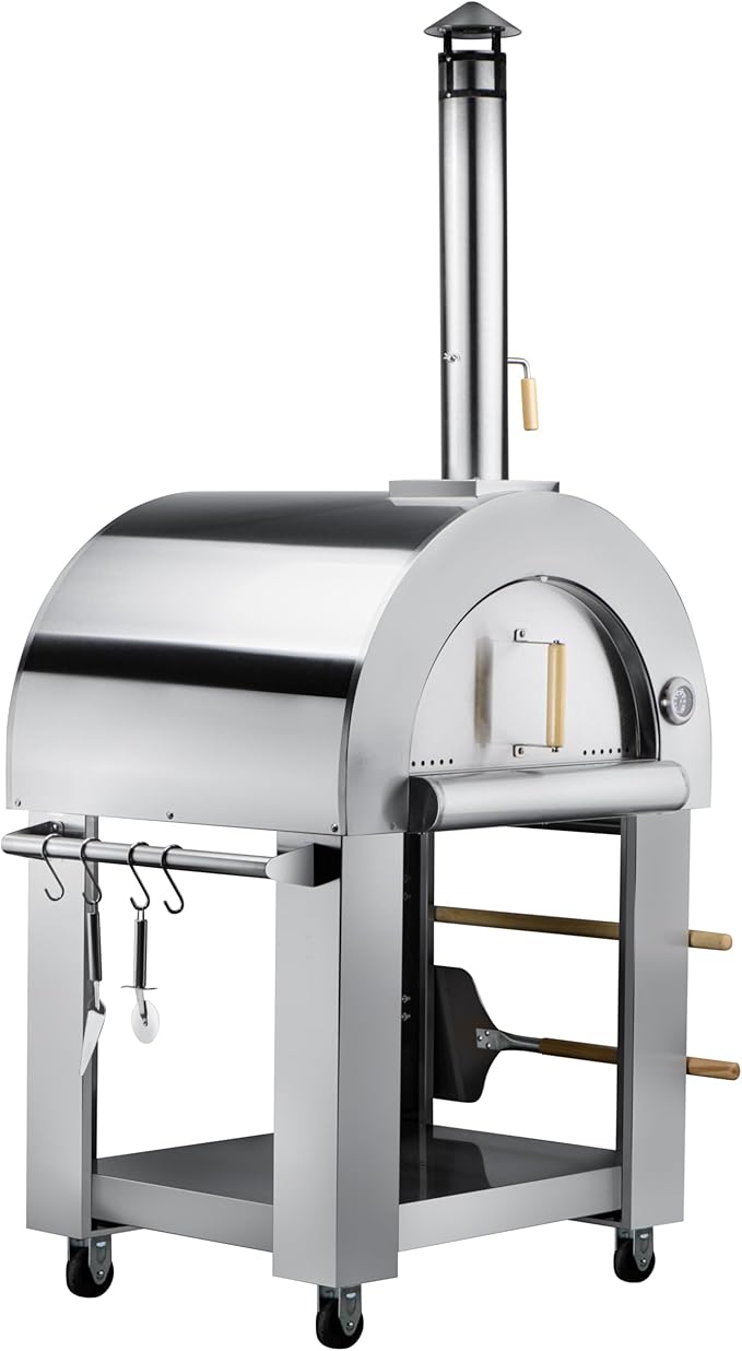 KoolMore 32 in. Outdoor Wood Fired Pizza Oven in Stainless-Steel (KM-OKS-WFPO)