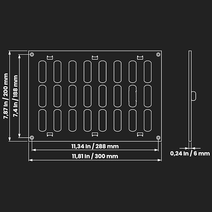 Repa Market 12" x 8" Inch (Outer Dimensions) Black Adjustable Air Vent Cover - Galvanized Steel HVAC Air Vent Register - Heating, Cooling Toe Kick Vent Cover - Wall, Ceiling Return, Intake Air Grille