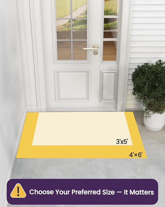 DEXI Front Door Mat Outside Entrance, 3x5 ft Large Rubber Entry Doormat Heavy Duty, Welcome Mats Non Slip for Inside House Floor Entryway Double Doors Exterior Patio, Maze Black