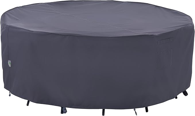 F&J Outdoors Outdoor Patio Furniture Covers, Waterproof UV Resistant Anti-Fading Cover for Small Round Table Chairs Set, Grey, 62 inch Diameter