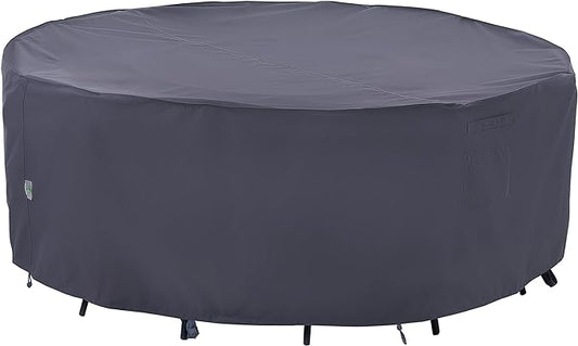 F&J Outdoors Outdoor Patio Furniture Covers, Waterproof UV Resistant Anti-Fading Cover for Medium Round Table Chairs Set, Grey, 72" Dia x 27.5" H