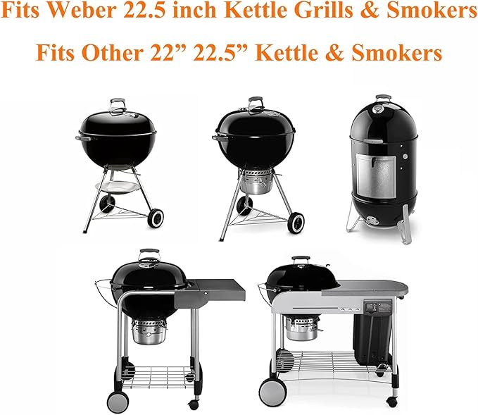 Upgraded Hinged Grill Grate 21.5 inch Replacement Compatible with Weber Charcoal Grills, Stainless Steel 304, 2-Zone Cooking Grate, Large Opening, Easy Spin Tailgating & Backyard Cooking