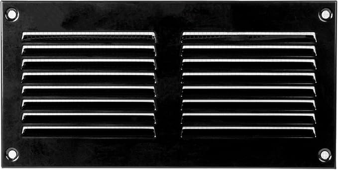 Repa Market 2-Pack 8x4 Inch Air Vent Cover/Black Galvanized Steel Louvered Grill Cover with Mesh Screen/Wall or Ceiling Vent/Durable Flush Mount HVAC Register for Indoor and Outdoor Ventilation