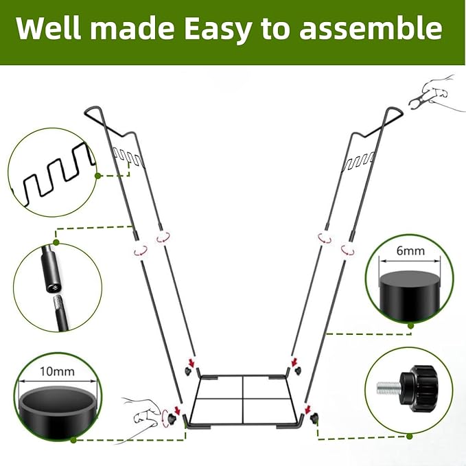 Garden Trash Bag Holder - Outdoor Leaf Bag Support Stand Multi-Use Metal Garbage Bag Holder Frame Holds 30-45 Gallons Bag for Leaves, Camping, Yard Weeding, Lawn Party