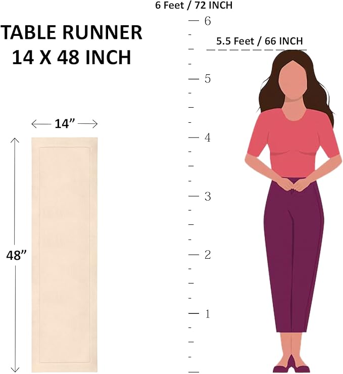 Solino Home Linen Table Runner 48 Inches - 100% Pure Linen Fall Multicolor Buffalo Check Short Table Runner 14 x 48 Inch Ideal for Dresser and Coffee Tables