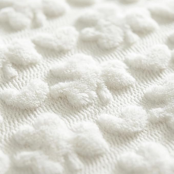 Artoid Mode White Soft Plush Faux Fur Jacquard Heart Clover St. Patrick's Day Table Runner, Seasonal Kitchen Dining Table Decoration for Home Party Decor 13x72 Inch